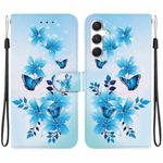 For Samsung Galaxy S23 FE 5G Crystal Texture Colored Drawing Leather Phone Case(Blue Butterflies)