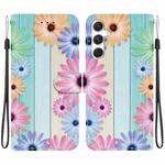 For Samsung Galaxy S23 FE 5G Crystal Texture Colored Drawing Leather Phone Case(Sunflowers)