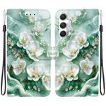For Samsung Galaxy S23 FE 5G Crystal Texture Colored Drawing Leather Phone Case(Jade Flowers)