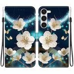 For Samsung Galaxy S23 5G Crystal Texture Colored Drawing Leather Phone Case(Magnolia)