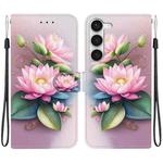 For Samsung Galaxy S23 5G Crystal Texture Colored Drawing Leather Phone Case(Lotus)