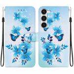 For Samsung Galaxy S23 5G Crystal Texture Colored Drawing Leather Phone Case(Blue Butterflies)