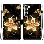 For Samsung Galaxy S23+ 5G Crystal Texture Colored Drawing Leather Phone Case(Gold Flower)
