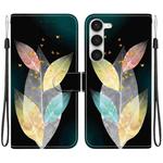 For Samsung Galaxy S23+ 5G Crystal Texture Colored Drawing Leather Phone Case(Colored Leaves)