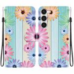 For Samsung Galaxy S23+ 5G Crystal Texture Colored Drawing Leather Phone Case(Sunflowers)