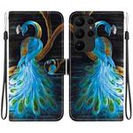 For Samsung Galaxy S23 Ultra 5G Crystal Texture Colored Drawing Leather Phone Case(Peacock)