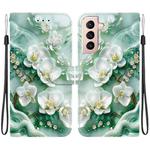 For Samsung Galaxy S21+ 5G Crystal Texture Colored Drawing Leather Phone Case(Jade Flowers)