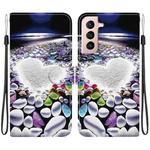 For Samsung Galaxy S21+ 5G Crystal Texture Colored Drawing Leather Phone Case(Heart Shaped)