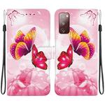 For Samsung Galaxy S20 FE Crystal Texture Colored Drawing Leather Phone Case(Pink Butterflies)