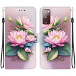 For Samsung Galaxy S20 FE Crystal Texture Colored Drawing Leather Phone Case(Lotus)