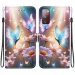 For Samsung Galaxy S20 FE Crystal Texture Colored Drawing Leather Phone Case(Butterfly Love Flower)