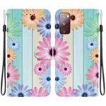 For Samsung Galaxy S20 FE Crystal Texture Colored Drawing Leather Phone Case(Sunflowers)