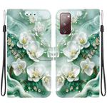 For Samsung Galaxy S20 FE Crystal Texture Colored Drawing Leather Phone Case(Jade Flowers)