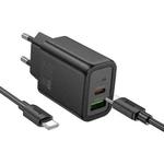 hoco N61 PD20W+QC3.0 Charger Set with 1m Type-C to Type-C Cable, Specification:EU Plug(Black)