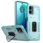 For Motorola Moto G 5G 2024 Ring Holder PC Hybrid TPU Phone Case(Blue)