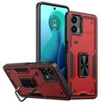 For Motorola Moto G 5G 2024 Ring Holder PC Hybrid TPU Phone Case(Red)