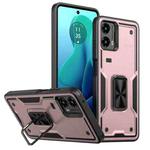 For Motorola Moto G 5G 2024 Ring Holder PC Hybrid TPU Phone Case(Rose Gold)