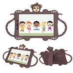 For Samsung Galaxy Tab A8.0 (2019) T290 Cartoon Monkey Kids Tablet Shockproof EVA Protective Case with Holder & Shoulder Strap & Handle(Brown)