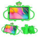 For Samsung Galaxy Tab A 10.1 (2019) T510 / T515 Cartoon Monkey Kids Tablet Shockproof EVA Protective Case with Holder & Shoulder Strap & Handle(Green)