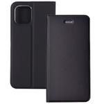 For iPhone 12 mini Ultra-thin Plain Magnetic TPU + PU Leather Case with Holder & Card Slot(Black)