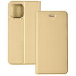 For iPhone 12 mini Ultra-thin Plain Magnetic TPU + PU Leather Case with Holder & Card Slot(Gold)