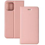 For iPhone 12 / 12 Pro Ultra-thin Plain Magnetic TPU + PU Leather Case with Holder & Card Slot(Rose Gold)