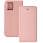 For iPhone 12 Pro Max Ultra-thin Plain Magnetic TPU + PU Leather Case with Holder & Card Slot(Rose Gold)