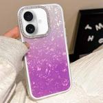 For iPhone 16 Plus Gradient Shell Texture 3 in 1 Phone Case(Purple)