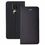 For Xiaomi Redmi Note 9 Ultra-thin Plain Magnetic TPU + PU Leather Case with Holder & Card Slot(Black)