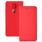 For Xiaomi Redmi Note 9 Ultra-thin Plain Magnetic TPU + PU Leather Case with Holder & Card Slot(Red)