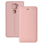 For Xiaomi Redmi Note 9 Ultra-thin Plain Magnetic TPU + PU Leather Case with Holder & Card Slot(Rose Gold)