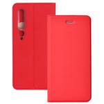 For Xiaomi Mi 10 5G Ultra-thin Plain Magnetic TPU + PU Leather Case with Holder & Card Slot(Red)