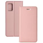 For Xiaomi Mi 10 Lite 5G Ultra-thin Plain Magnetic TPU + PU Leather Case with Holder & Card Slot(Rose Gold)