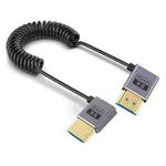 0.7m Coiled Coaxial 8K 48Gbps HDMI 2.1 Cable, Port:Right to Left Elbow