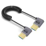 0.7m Coiled Coaxial 8K 48Gbps HDMI 2.1 Cable, Port:Left to Left Elbow