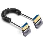 0.7m Coiled Coaxial 8K 48Gbps HDMI 2.1 Cable, Port:Up to Down Elbow