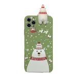 For iPhone 11 Pro Max Christmas Series Painted Pattern Liquid TPU Case(Mint Green Bear)