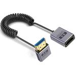 0.7m Coiled Coaxial 8K 48Gbps HDMI 2.1 Cable, Port:Male to Female Down Elbow