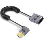 0.7m Coiled Coaxial 8K 48Gbps HDMI 2.1 Cable, Port:Male to Female Left Elbow