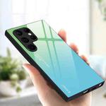 For Samsung Galaxy S25 Ultra 5G Gradient Color Glass Phone Case(Green Cyan)