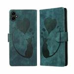 For Samsung Galaxy A07 4G / A06 4G Pen Heart Cat Embossed Leather Phone Case(Green)