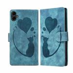 For Samsung Galaxy A07 4G / A06 4G Pen Heart Cat Embossed Leather Phone Case(Blue)