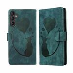 For Samsung Galaxy A17 5G / A26 5G Pen Heart Cat Embossed Leather Phone Case(Green)