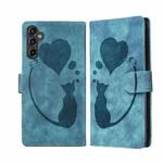 For Samsung Galaxy A17 5G / A26 5G Pen Heart Cat Embossed Leather Phone Case(Blue)