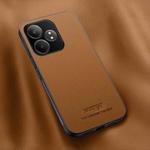 For Realme GT Neo6 SE HUIYI Leather Magnetic Phone Case(Brown)