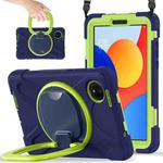 For Xiaomi Redmi Pad SE 8.7 Silicone Hybrid PC Tablet Case with Holder & Shoulder Strap(Navy Blue Lime)