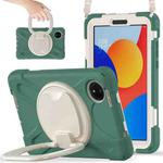 For Xiaomi Redmi Pad SE 8.7 Silicone Hybrid PC Tablet Case with Holder & Shoulder Strap(Emerald Green)