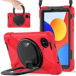 For Xiaomi Redmi Pad SE 8.7 Silicone Hybrid PC Tablet Case with Holder & Shoulder Strap(Red)