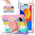 For Xiaomi Redmi Pad SE 8.7 Silicone Hybrid PC Tablet Case with Holder & Shoulder Strap(Colorful Pink)