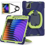 For Xiaomi Pad 7 / 7 Pro Silicone Hybrid PC Tablet Case with Holder & Shoulder Strap(Navy Blue Lime)